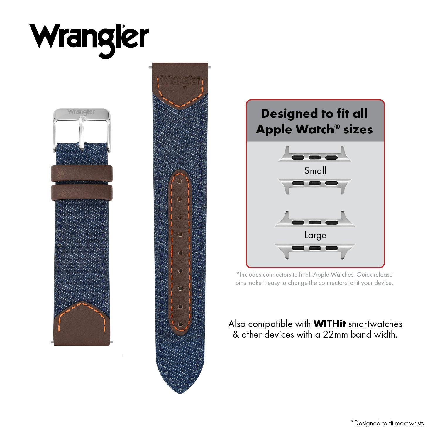 Wrangler® "Saddle Stitched" Denim & Leather Band For Apple Watch®