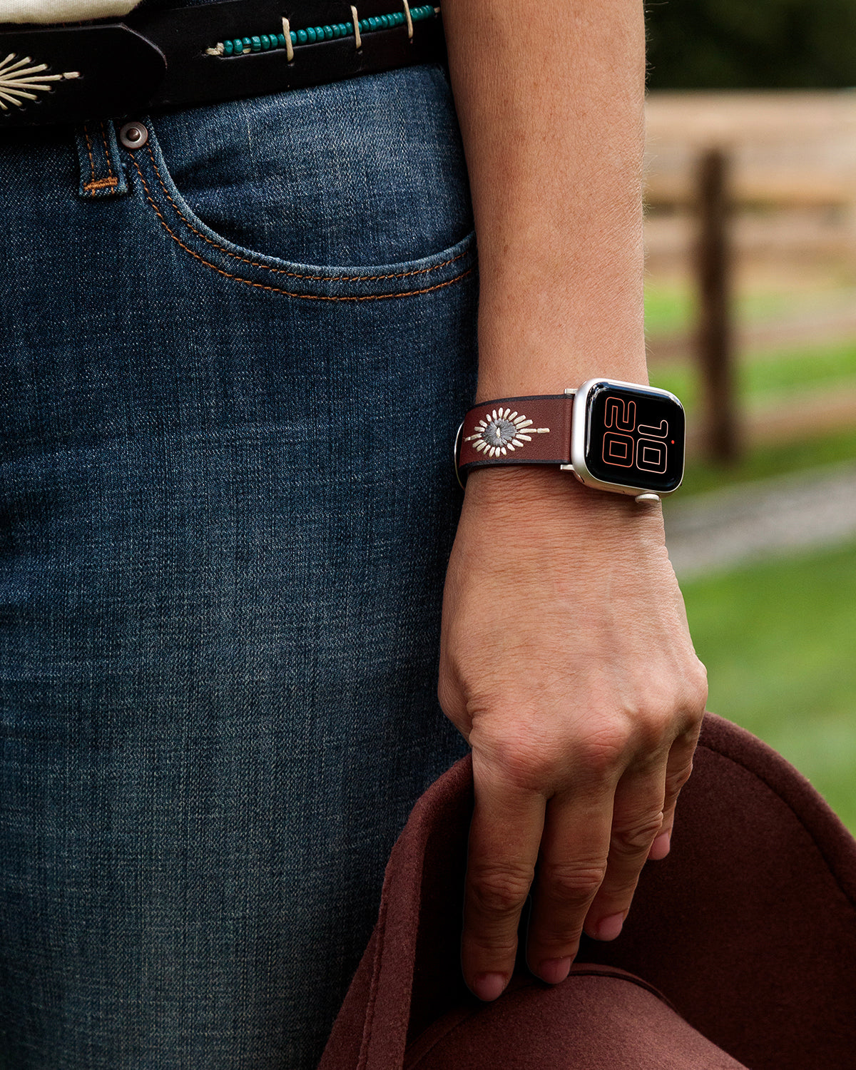 Wrangler® "Western Starburst" Leather Stitched Band for Apple Watch®
