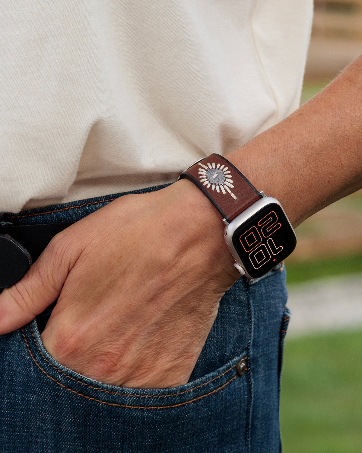 Wrangler® "Western Starburst" Leather Stitched Band for Apple Watch®