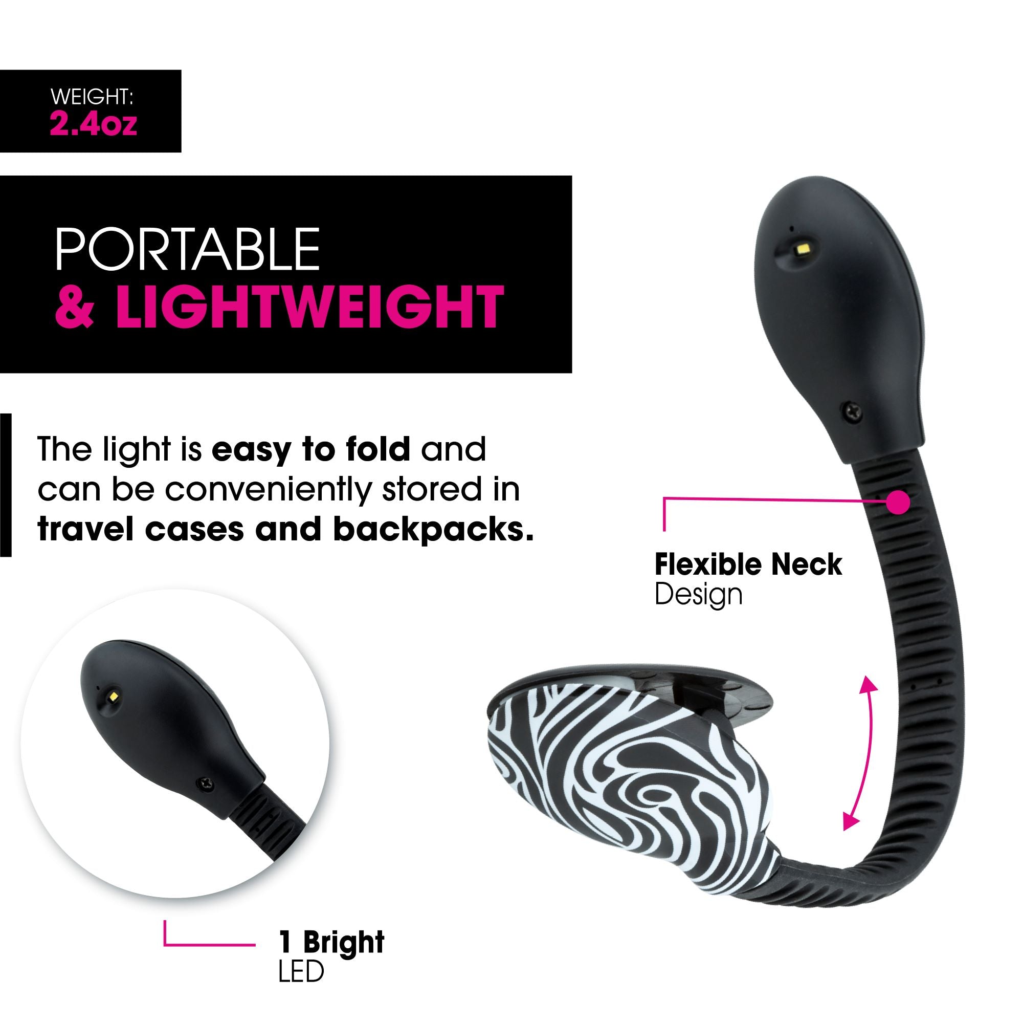 Clip On USB Rechargeable LED Book and Reading Light by French Bull
